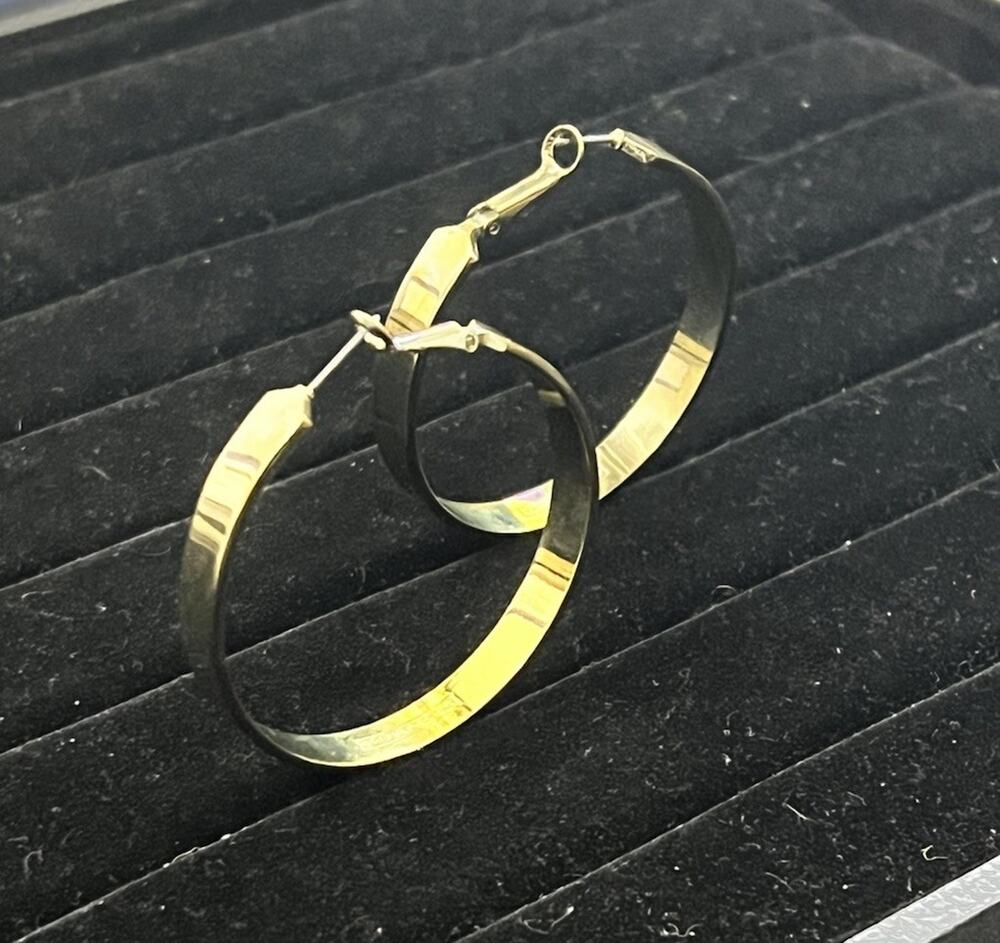 Vintage R.J. Graziano Signed Gold Tone Hoop Earrings Large 2” Designer Jewelry